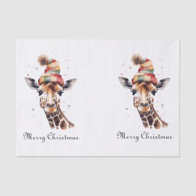 Papel De Seda Navidades acogedores Giraffe, personalizado (Anverso)