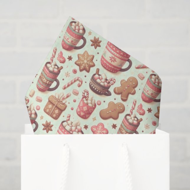 Papel De Seda Navidades acogedores Patrón de cacao y pan de jeng (Bolsa de regalo)