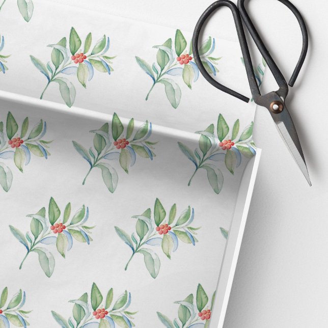 Papel De Seda Navidades acuarela magenta (Christmas tissue paper for gifts, favors & decoupage. Unique watercolor art by Victoria Grigaliunas)