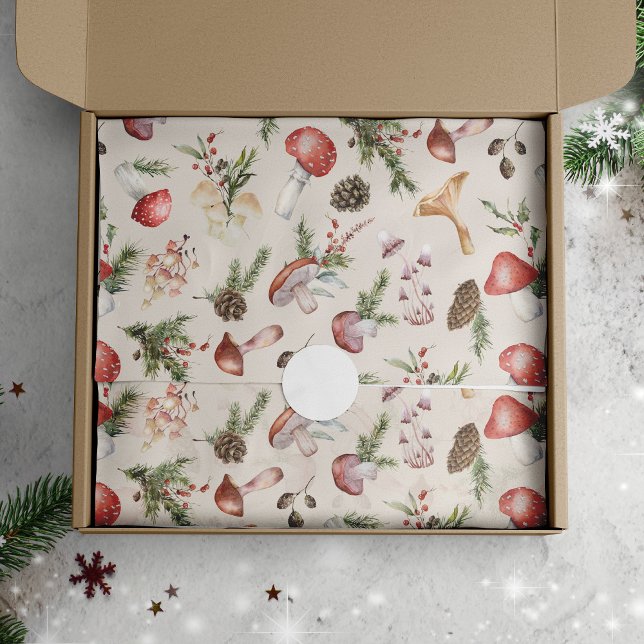Papel De Seda Navidades acuarelas Hongos Bosque Rústico (Subido por el creador)