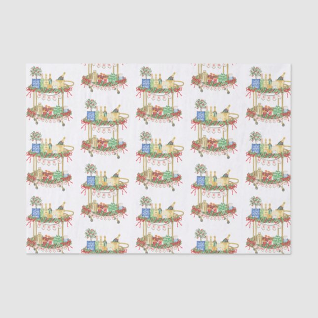 Papel De Seda Navidades acuáticos Champán Bar Cart (Anverso)