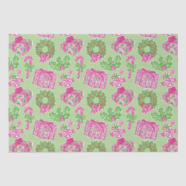 Papel De Seda Navidades adormidera rosados y verdes y arcos