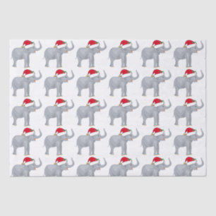 Papel De Seda Navidades amables elefante blanco en Santa Hat