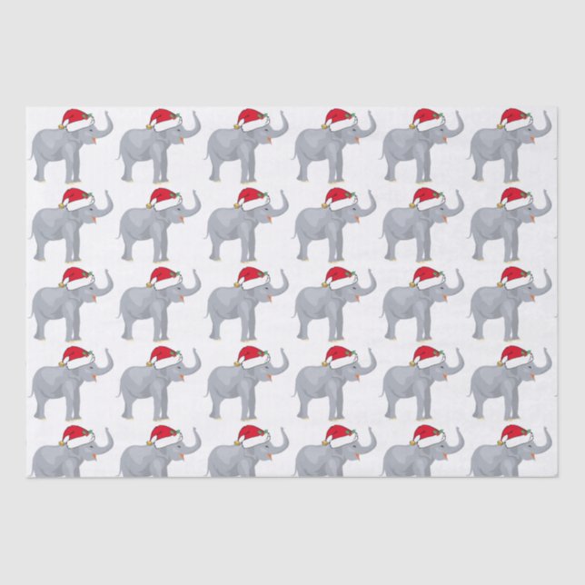 Papel De Seda Navidades amables elefante blanco en Santa Hat (Anverso)
