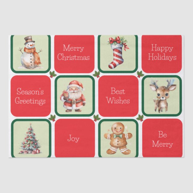 Papel De Seda Navidades amables y deseos de vacaciones en plazas (Anverso)