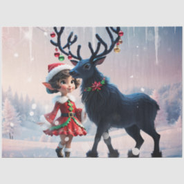 Papel De Seda Navidades amables y renos oscuros.