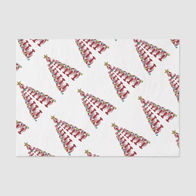 Papel De Seda Navidades Árbol de langosta Cute tejido de playa N (Anverso)