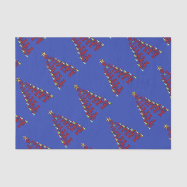Papel De Seda Navidades Árbol de langosta lindo Azul náutico (Anverso)