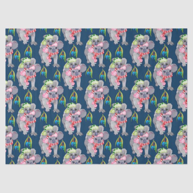 Papel De Seda Navidades azules de la familia Koala (Anverso)