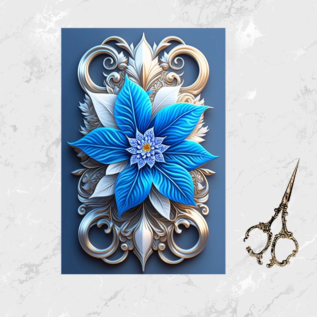 Papel De Seda Navidades azules de Poinsettia Flor Elegante obra  (Subido por el creador)
