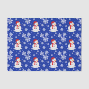 Papel De Seda Navidades azules Snowman Snowflakes
