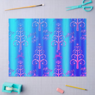 Papel De Seda Navidades azules y acuáticos modernos