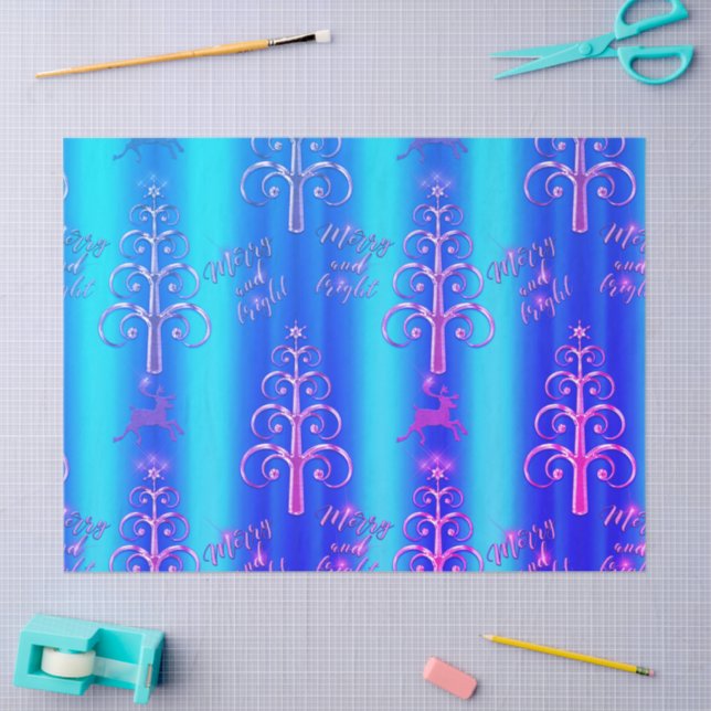 Papel De Seda Navidades azules y acuáticos modernos (Artesanía)