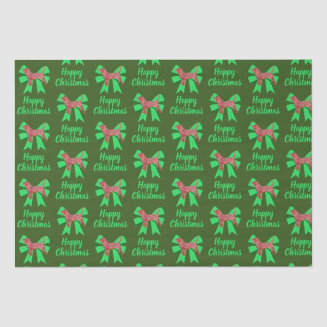 Papel De Seda Navidades Beagle Hound Dog & Bow Green Tejido (Anverso)
