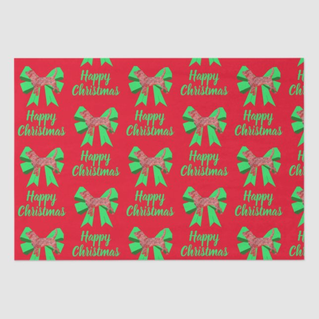 Papel De Seda Navidades Beagle Hound Dog & Green Bow (Anverso)