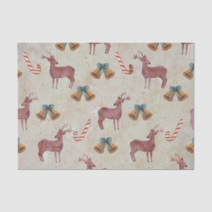 Papel De Seda Navidades Bell Deer Candy Cane Tissue Paper