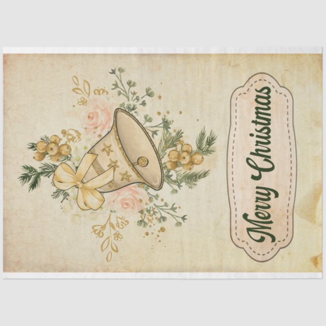 Papel De Seda Navidades Bells saludos Feliz Navidad (Anverso)