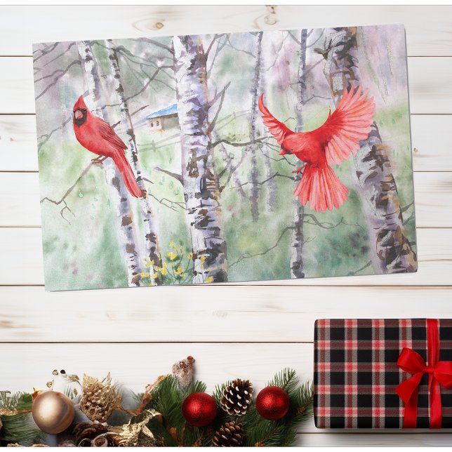Papel De Seda Navidades Birch Tree Cardinal Bird Holiday (Subido por el creador)