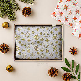 Papel De Seda Navidades blancos con copas de nieve de oro