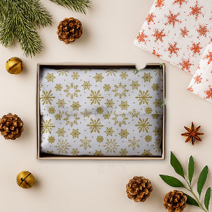 Papel De Seda Navidades blancos con copas de nieve de oro