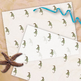 Papel De Seda Navidades blancos del patrón de caballos del mar