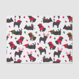Papel De Seda Navidades blancos negros pugs
