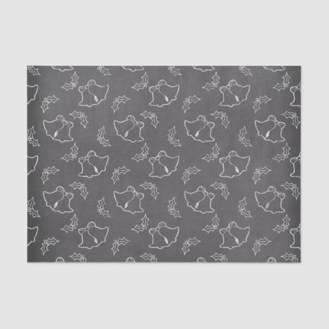 Papel De Seda Navidades blancos y negros Bells Chalkboard (Anverso)