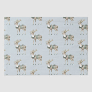 Papel De Seda Navidades Blue Green Deer