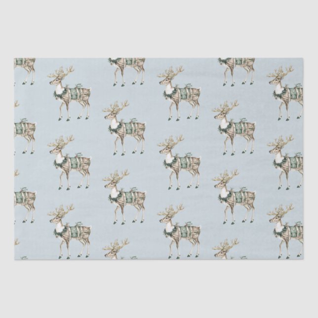 Papel De Seda Navidades Blue Green Deer (Anverso)