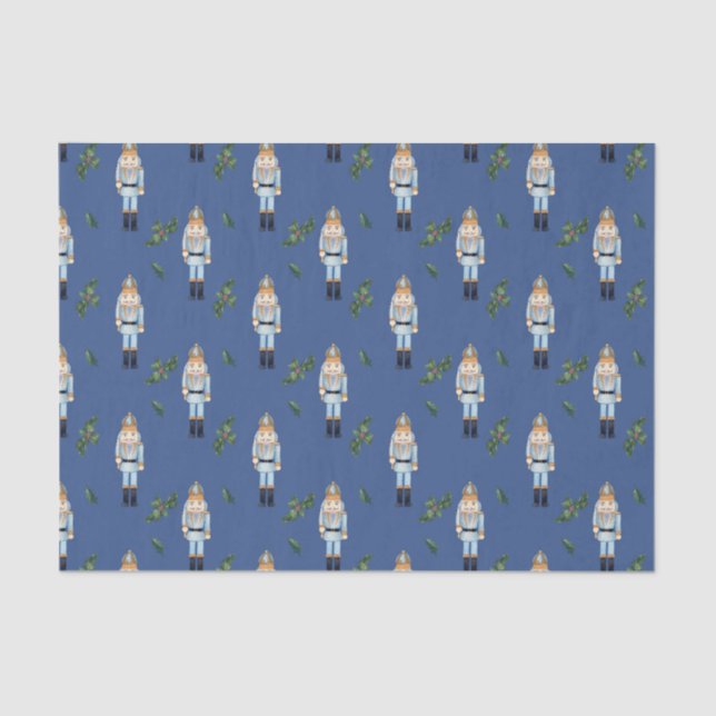 Papel De Seda Navidades Blue Nutcracker y Holly Berry Brands (Anverso)