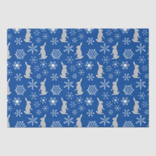 Papel De Seda Navidades Blue Snowflakes and Bunnies