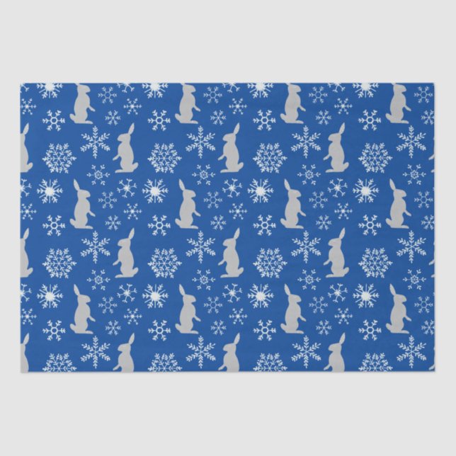 Papel De Seda Navidades Blue Snowflakes and Bunnies (Anverso)