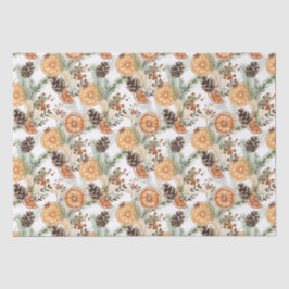 Papel De Seda Navidades botánicos de cítricos de invierno rústic