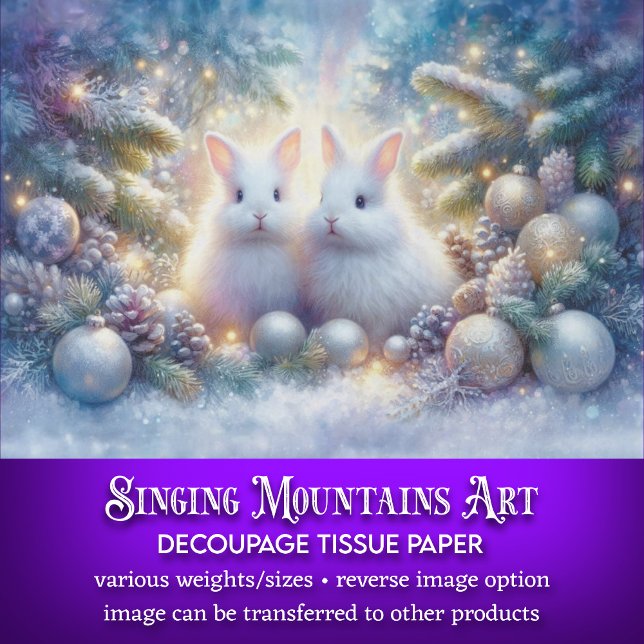 Papel De Seda Navidades Bunnies Magical Winter Forest Decoupage (Subido por el creador)