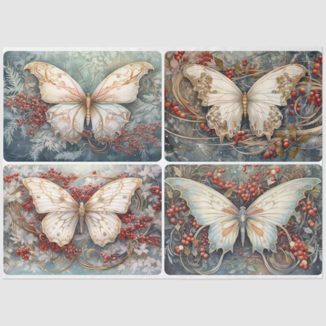Papel De Seda Navidades Butterflies 4 cuadrados (Anverso)