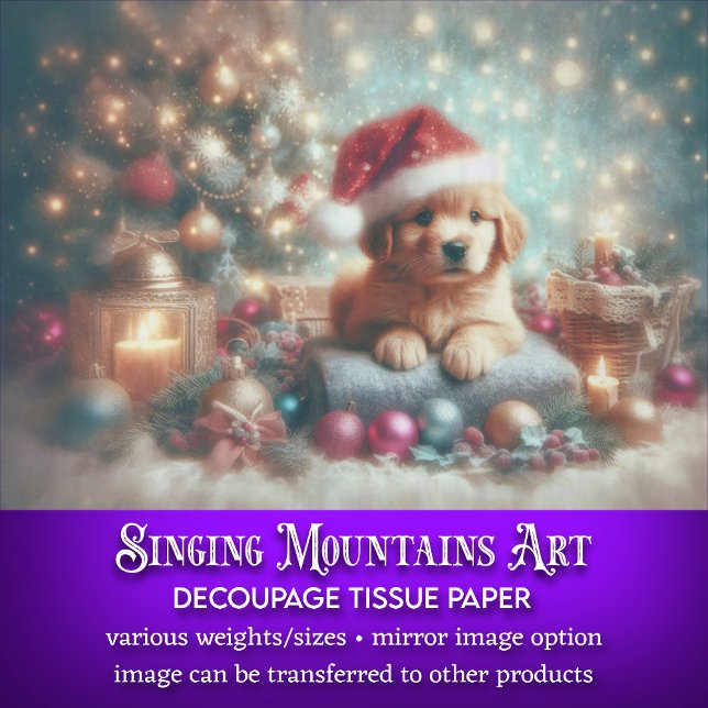 Papel De Seda Navidades Cachorro Festividad Santa Hat Cute Decou (Subido por el creador)