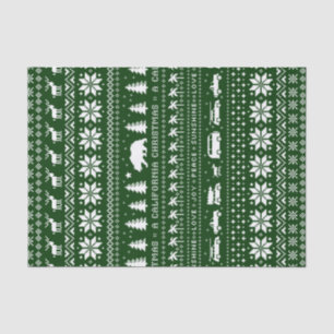 Papel De Seda Navidades californianos vacacionales verde y blanc