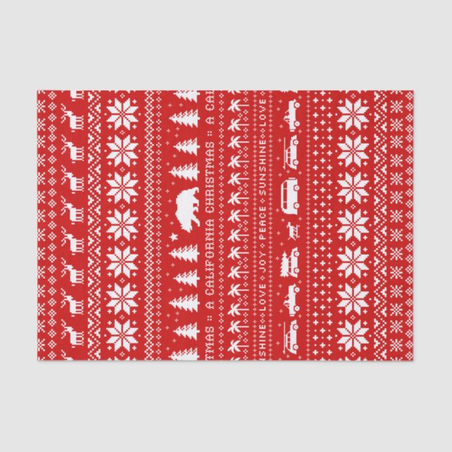 Papel De Seda Navidades californianos vacíos rojo y blanco (Anverso)