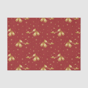 Papel De Seda Navidades Campanas de oro con tintes rojos