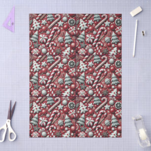 Papel De Seda Navidades Candy Cane Tree Presenta Red Decoupage