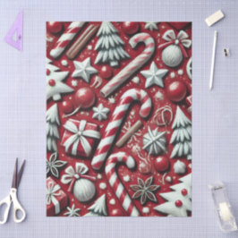 Papel De Seda Navidades Candy Cane Tree Presenta Red Decoupage
