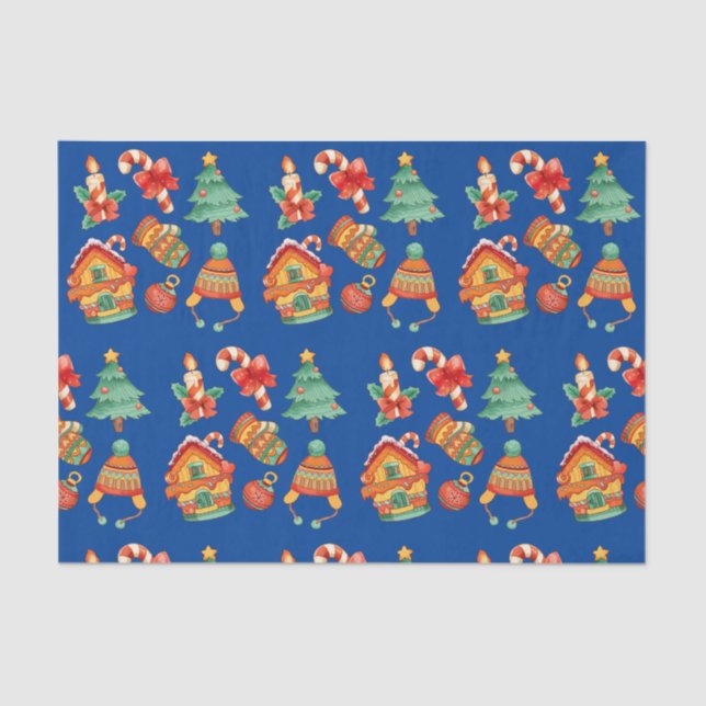 Papel De Seda Navidades Candy Canes, Velas y Árboles (Anverso)