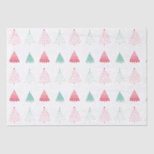 Papel De Seda Navidades caprichosos de árboles verdes y rosados