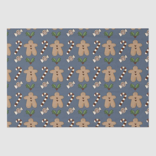 Papel De Seda Navidades caprichosos de Gingerbread y Candy Canes (Anverso)