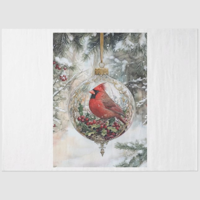 Papel De Seda Navidades Cardenal Ornament (Anverso)