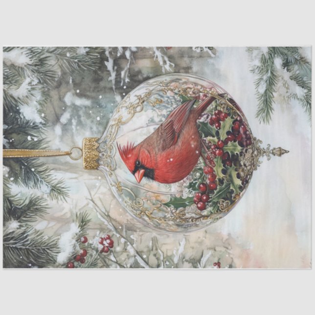 Papel De Seda Navidades Cardenal Ornament (Anverso)