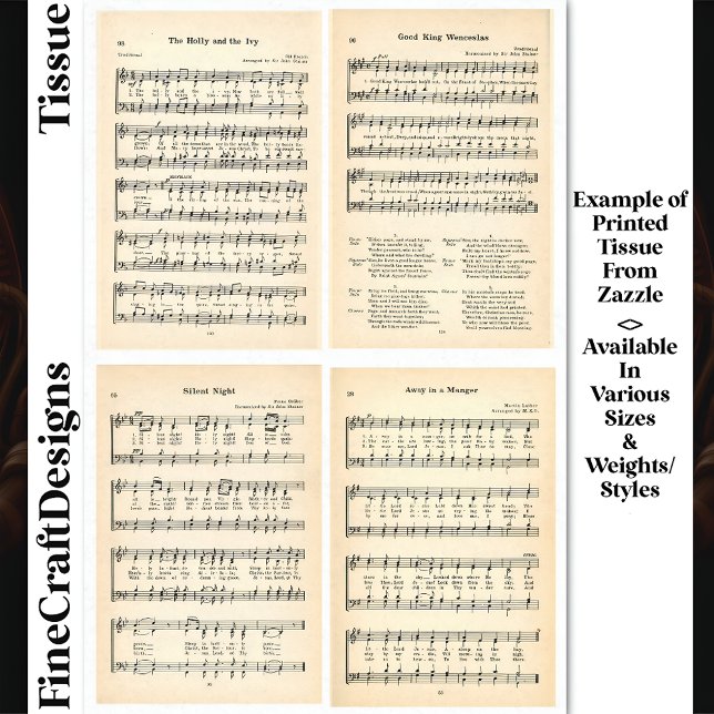 Papel De Seda Navidades Carols Hymns Sheet Music DV1 Decoupage (Subido por el creador)