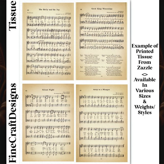 Papel De Seda Navidades Carols Hymns Sheet Music DV1F Decoupage (Subido por el creador)