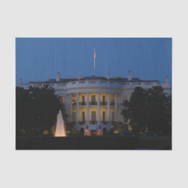 Papel De Seda Navidades Casa Blanca de noche en Washington DC (Anverso)