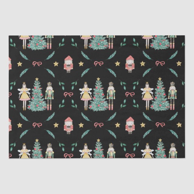 Papel De Seda Navidades cazadores de desnudos y hadas en negro (Anverso)
